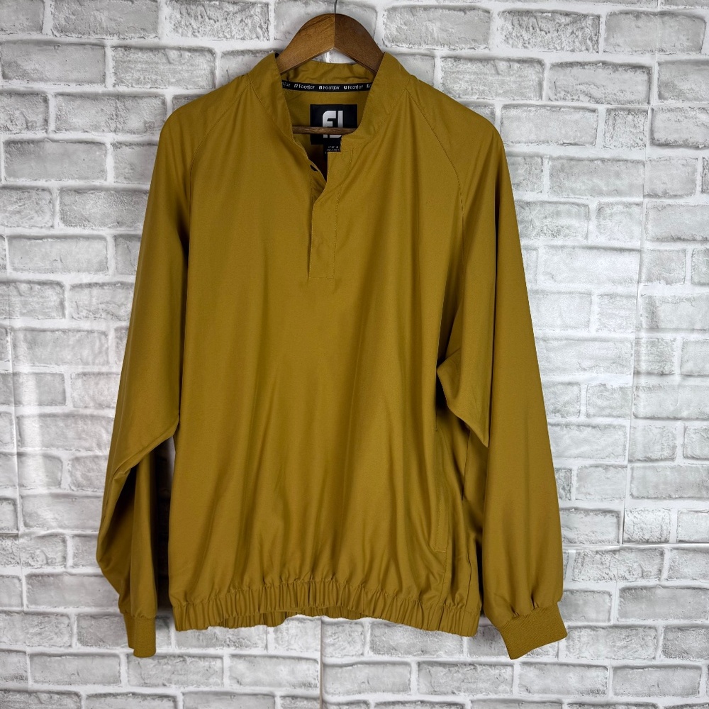 FootJoy Golden Mustard Quarter Zip Pullover Golf Windbreaker W/Pockets Men LARGE